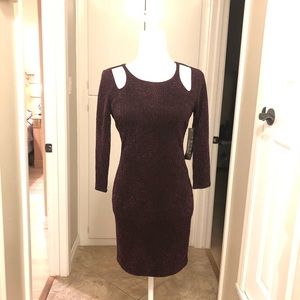 Dark purple sparkly long sleeve dress size M